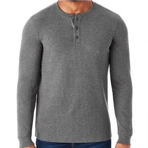 Member's Mark Gray Henley Waffle Long Sleeve Shirt